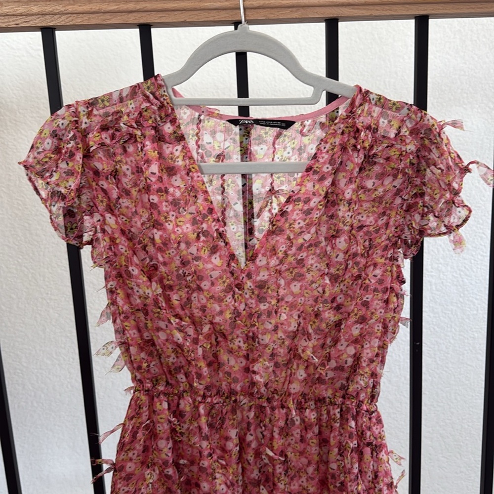 Zara Pink Floral Mini Dress